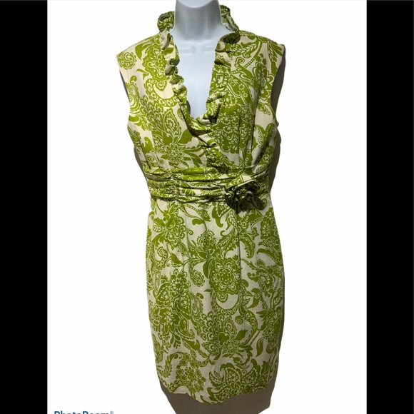 Jessica Howard Floral Lime Green Linen Dre… - Picture 2 of 5